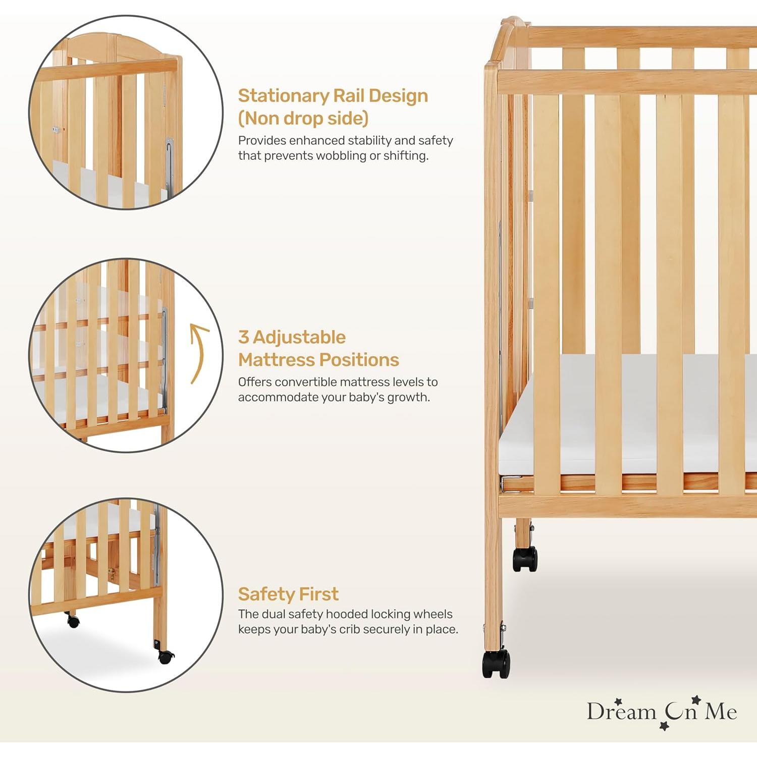 Cuna Plegable Portátil Dream On Me 3 en 1 Natural