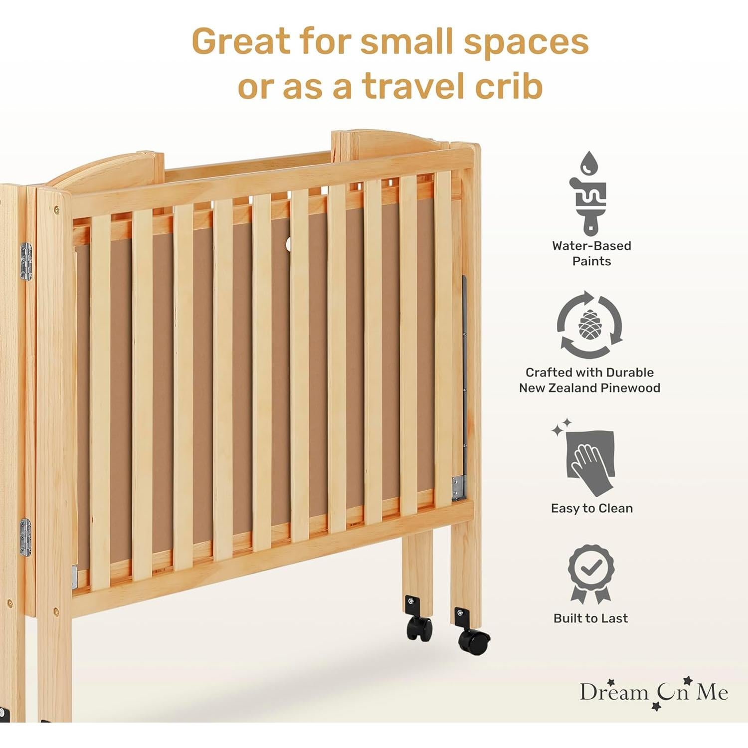 Cuna Plegable Portátil Dream On Me 3 en 1 Natural