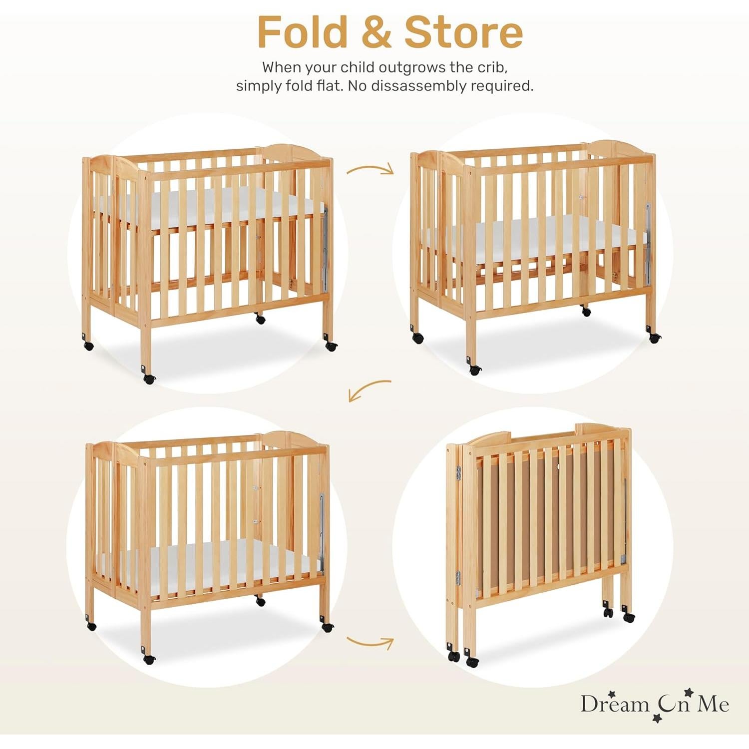 Cuna Plegable Portátil Dream On Me 3 en 1 Natural