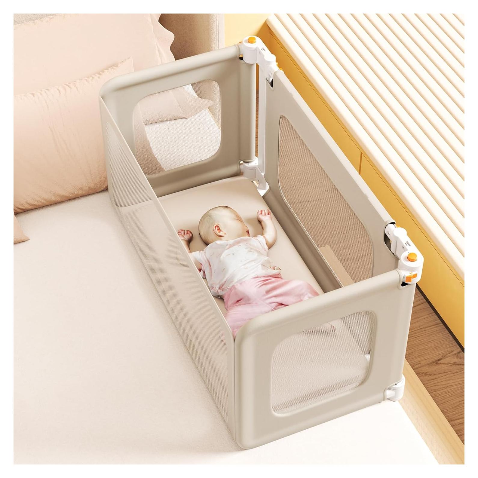 Barandilla Plegable para Cuna JAZSH Beige 175.8x49 cm