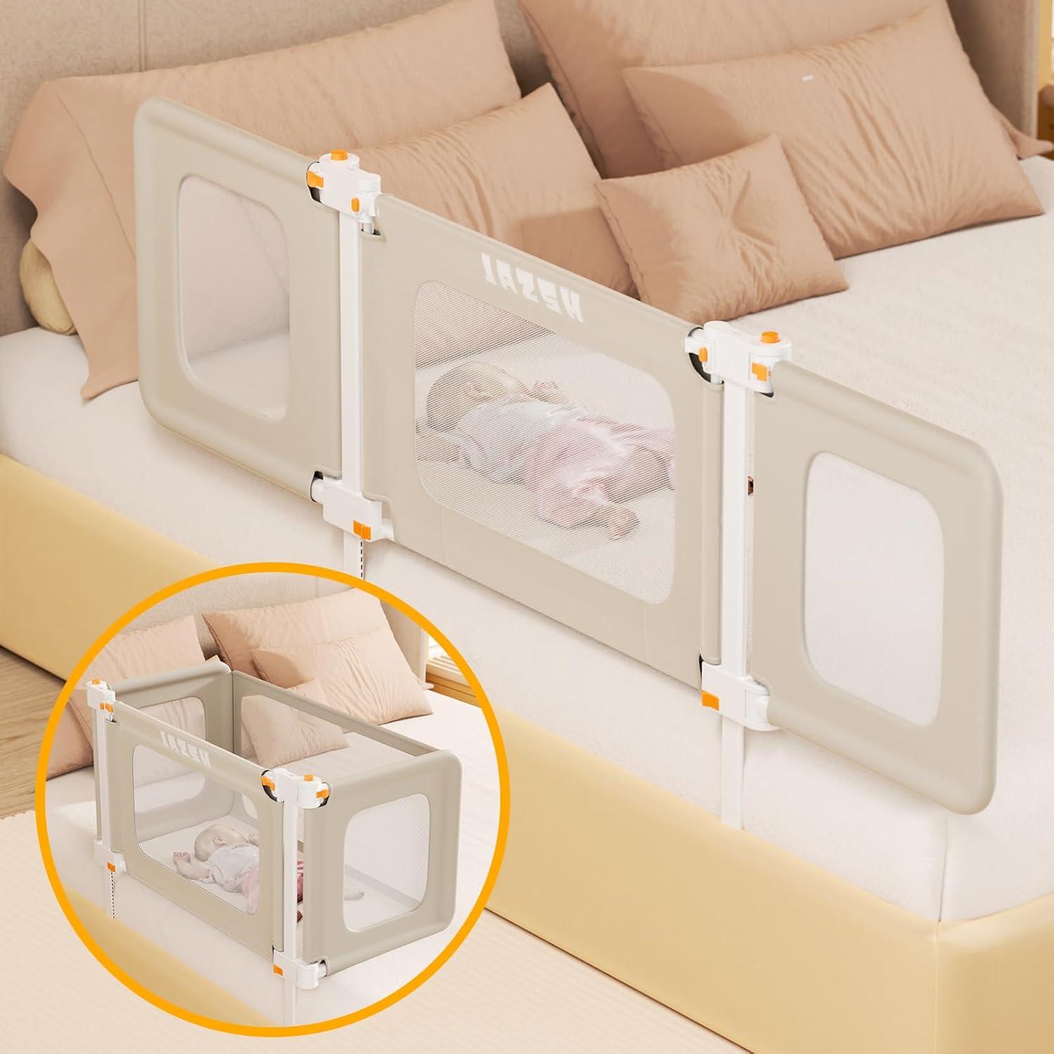 Barandilla Plegable para Cuna JAZSH Beige 175.8x49 cm