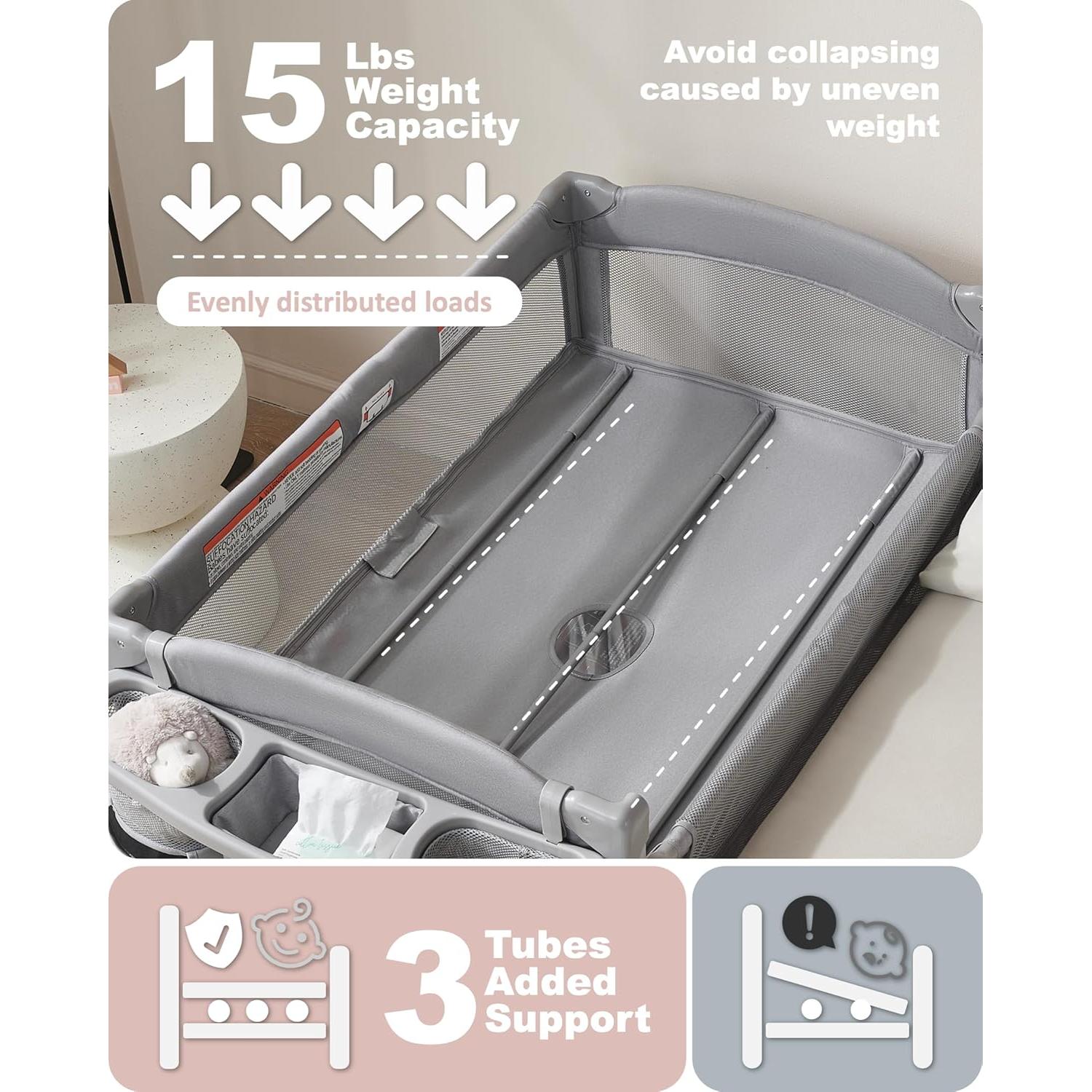 Cuna 4 en 1 AirClub para Bebé - Cuna Lado de la Cama, Mesa de Cambio, Parque Infantil