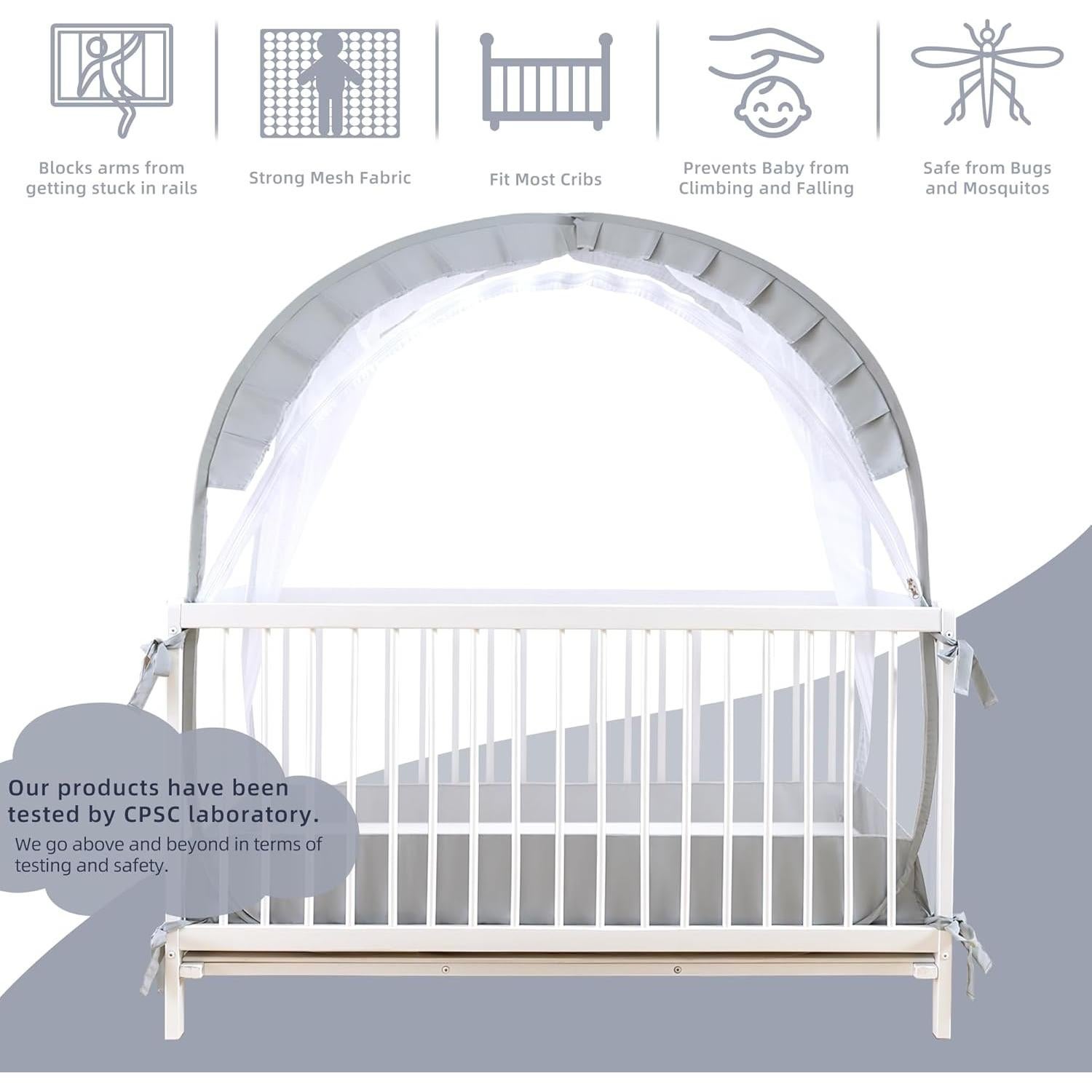 Carpa para Cuna Lazyzzzz Gris Plegable 139.7x68.6 cm