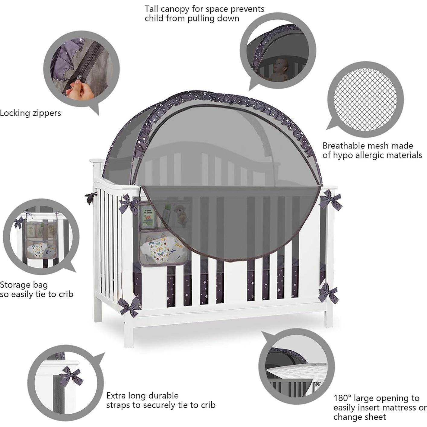 Carpa de Seguridad para Cuna ZXPLO Gris Oscuro - Malla Transpirable