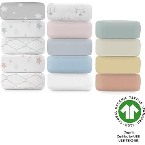 Sábanas Ajustadas Orgánicas para Cuna Newton Baby - 100% Algodón Muselina, Paquete de 2
