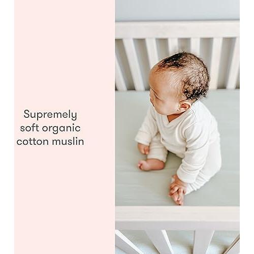 Sábanas Ajustadas Orgánicas para Cuna Newton Baby - 100% Algodón Muselina, Paquete de 2