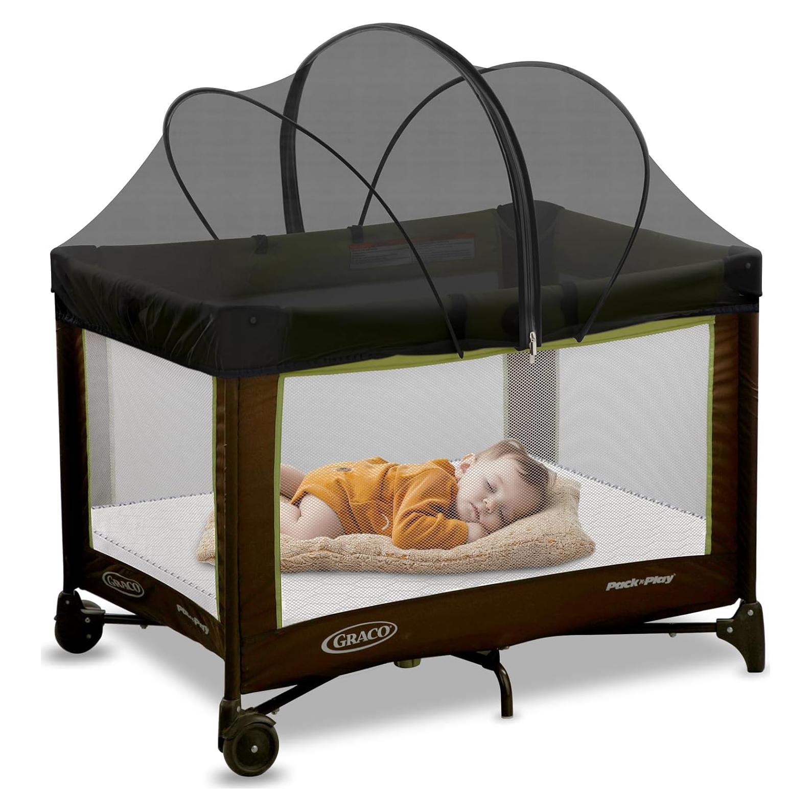 Cubierta Antimosquitos para Cuna de Viaje Jiangcha - Negro Grande