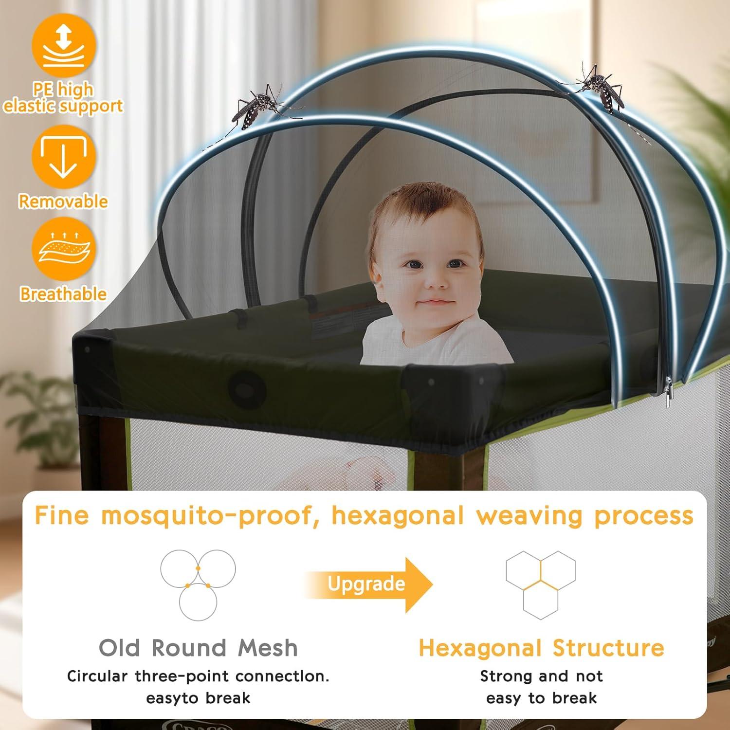 Cubierta Antimosquitos para Cuna de Viaje Jiangcha - Negro Grande