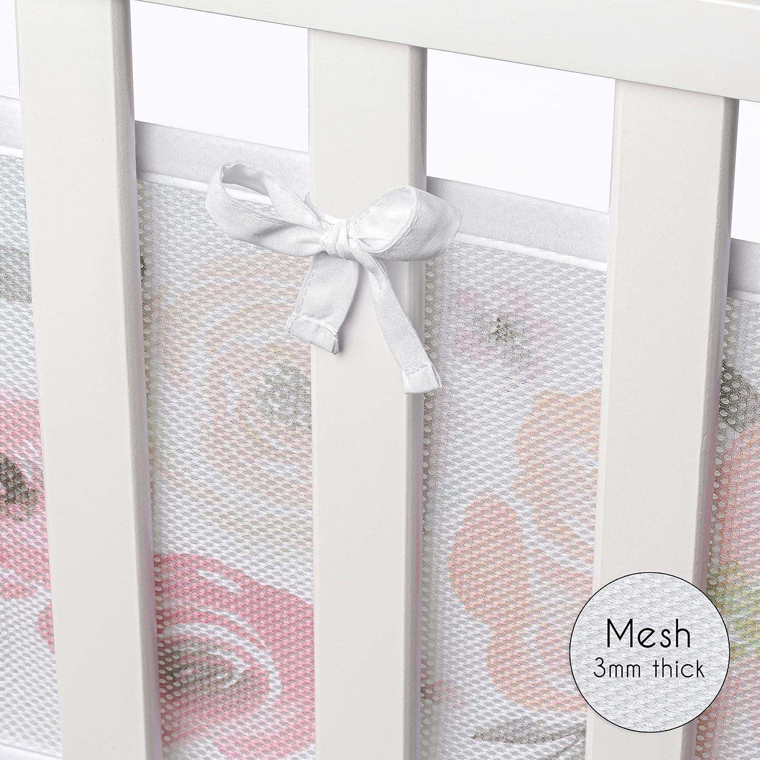 Conjunto de Forro de Cuna Malla Transpirable Sweet Jojo Rosa/Gris