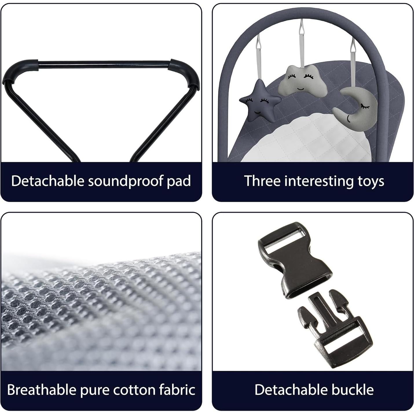 Asiento de rebote portátil para bebés 0-18 meses - Gris