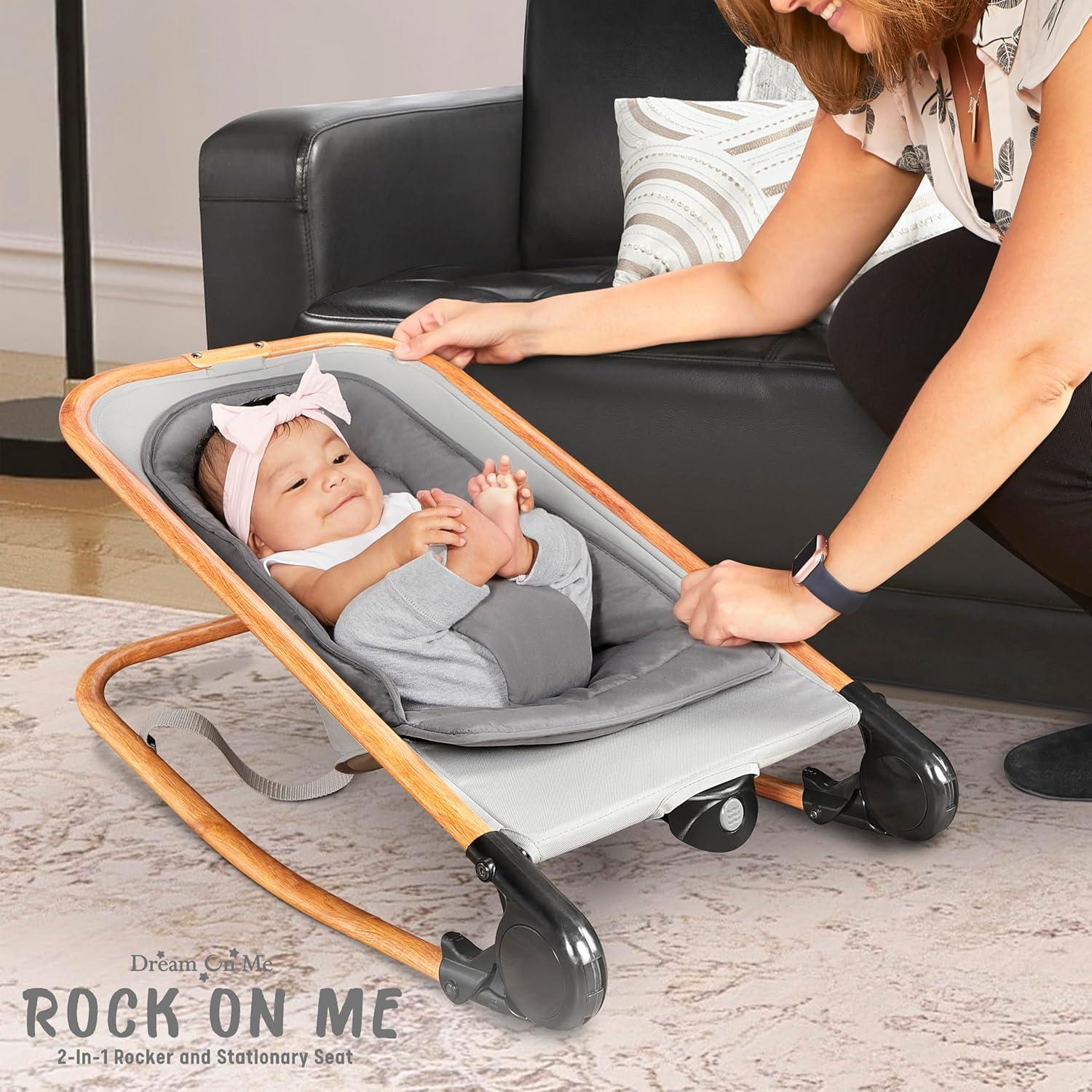 Rocker 2-en-1 Rockear Conmigo Gris - Asiento Estacionario Bebé
