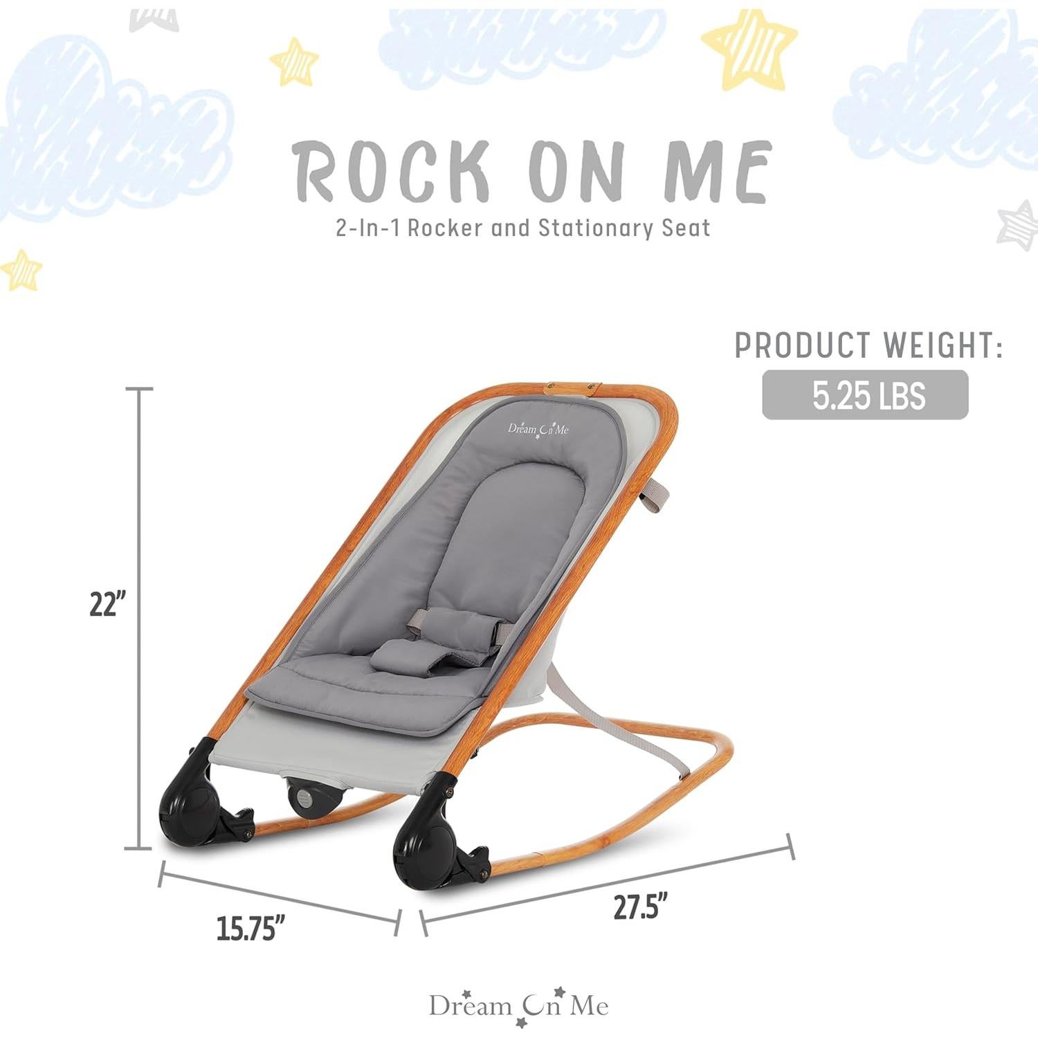 Rocker 2-en-1 Rockear Conmigo Gris - Asiento Estacionario Bebé