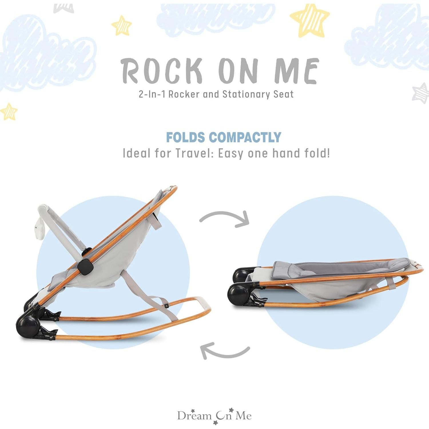 Rocker 2-en-1 Rockear Conmigo Gris - Asiento Estacionario Bebé