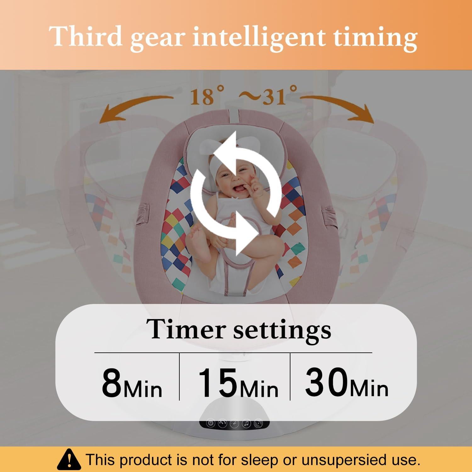 Columpio Eléctrico Portátil Soobaby Rosa Claro con Bluetooth