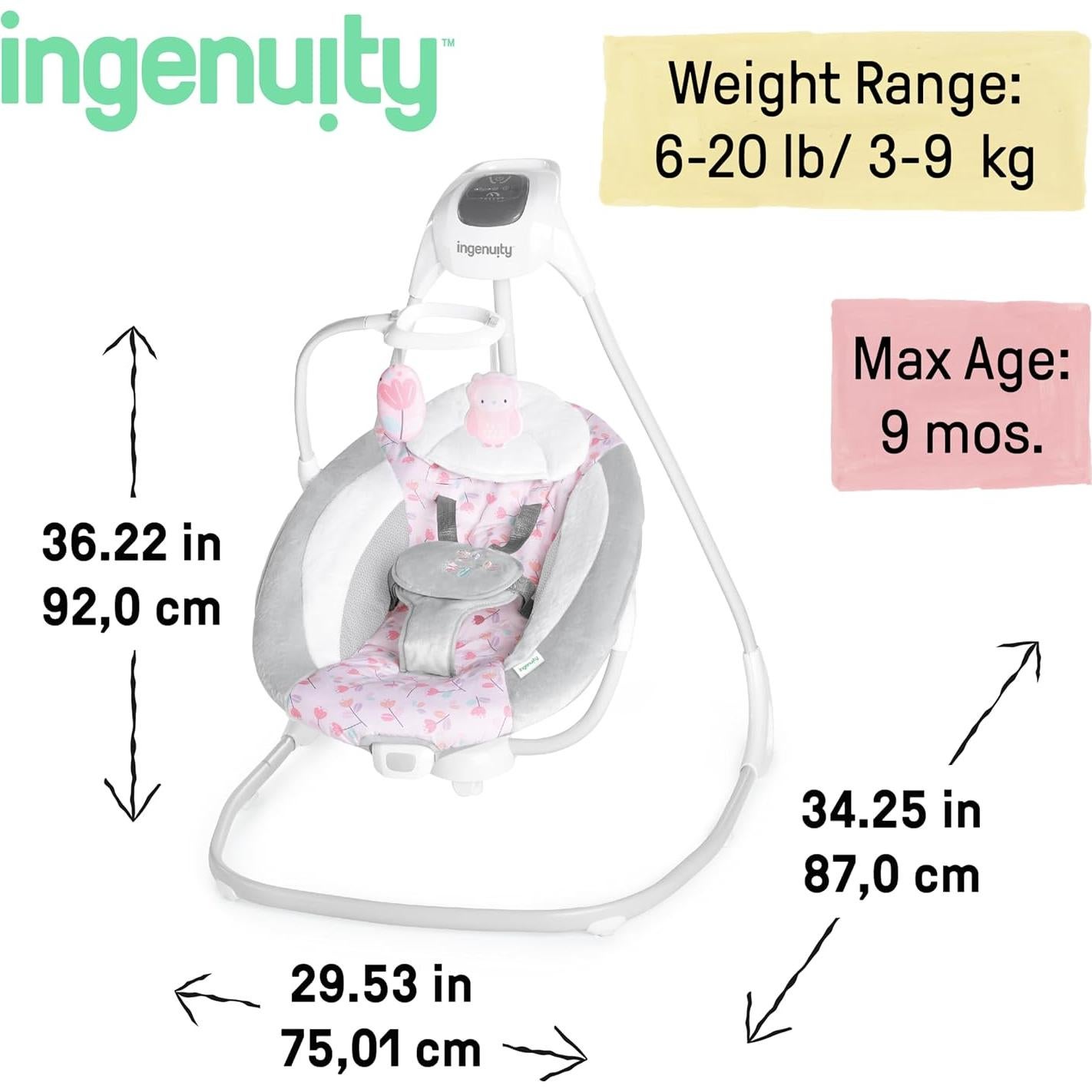 Columpio para Bebés Ingenuity SimpleComfort Cassidy 6 Velocidades