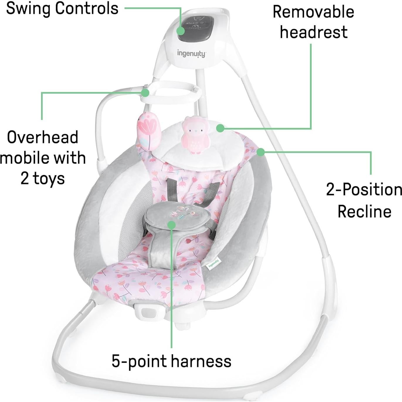 Columpio para Bebés Ingenuity SimpleComfort Cassidy 6 Velocidades