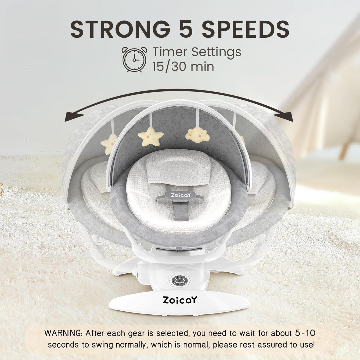 Hamaca 3 en 1 para Bebés Zoicay Eléctrica con Bluetooth