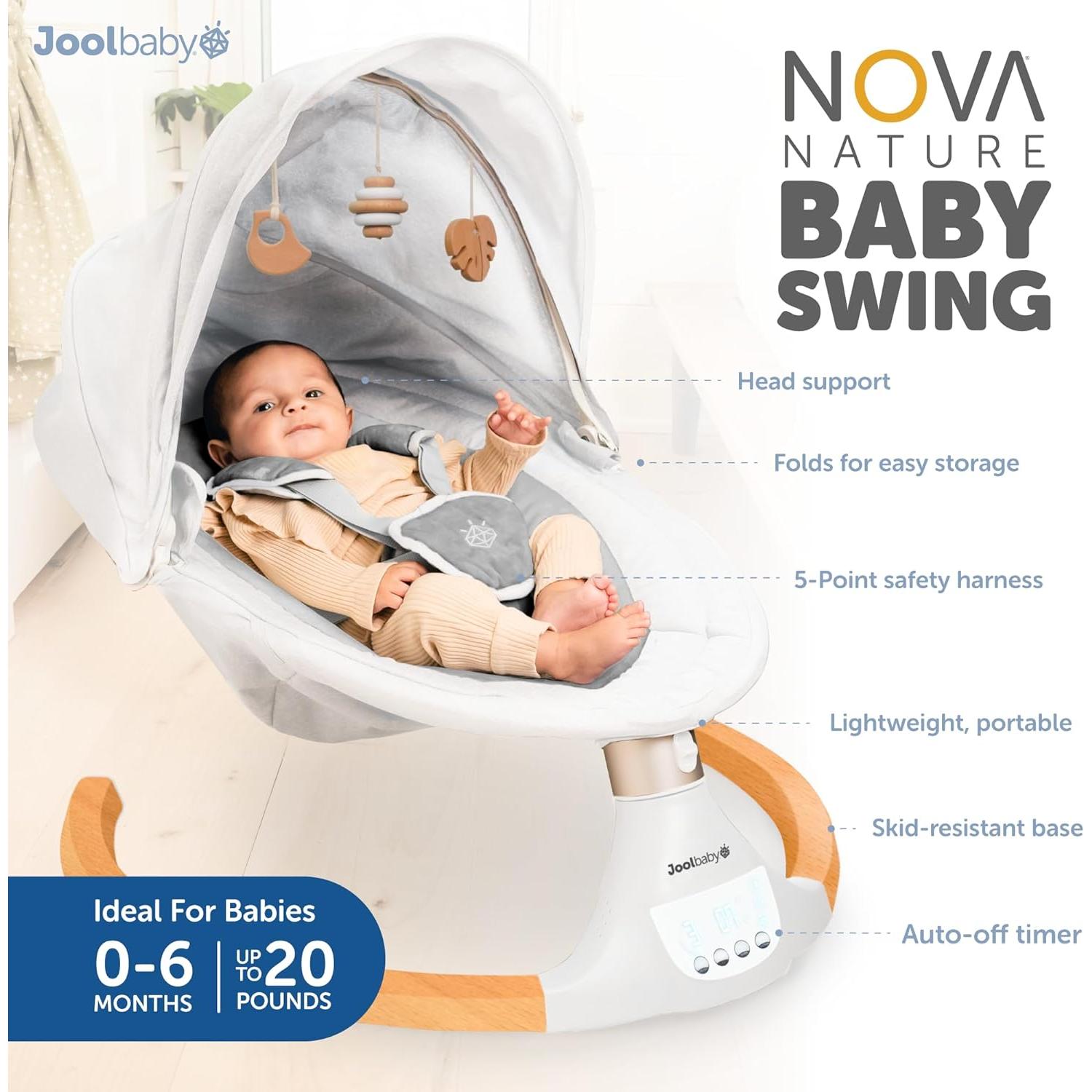 Columpio Eléctrico para Bebés Jool Baby Nova Nature Gris
