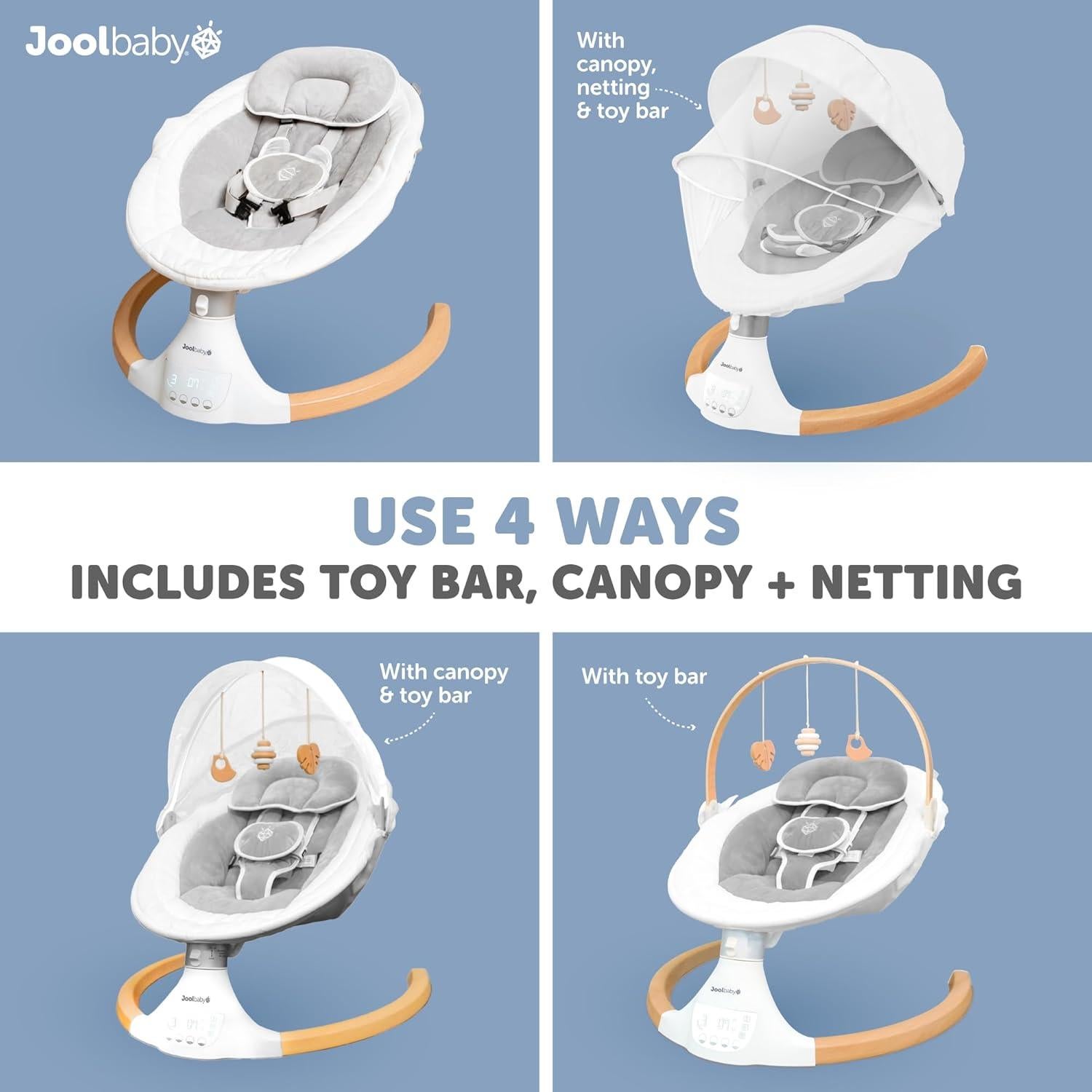 Columpio Eléctrico para Bebés Jool Baby Nova Nature Gris