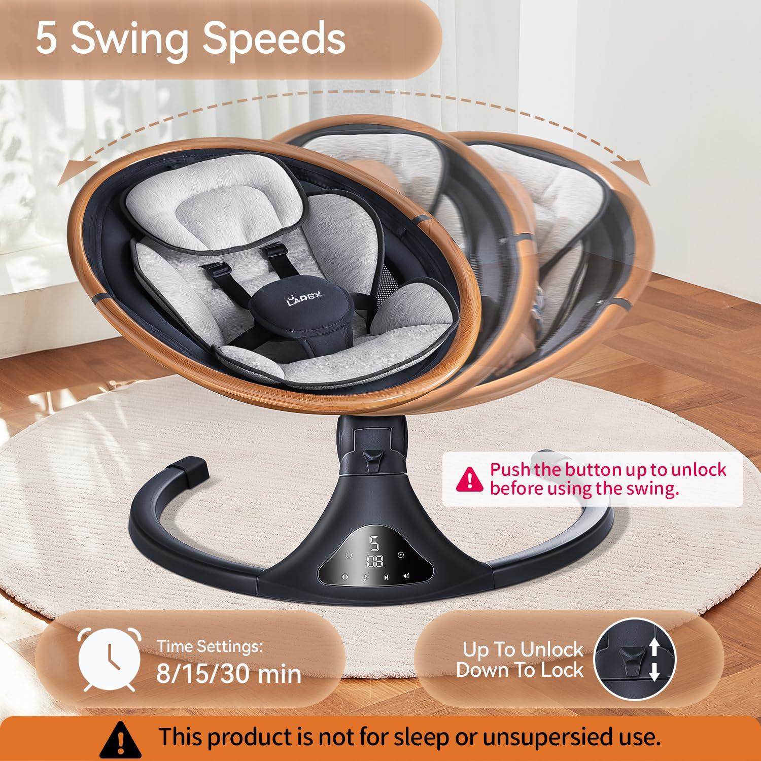 Columpio Eléctrico LAREX para Bebés 0-6 Meses 5 Velocidades