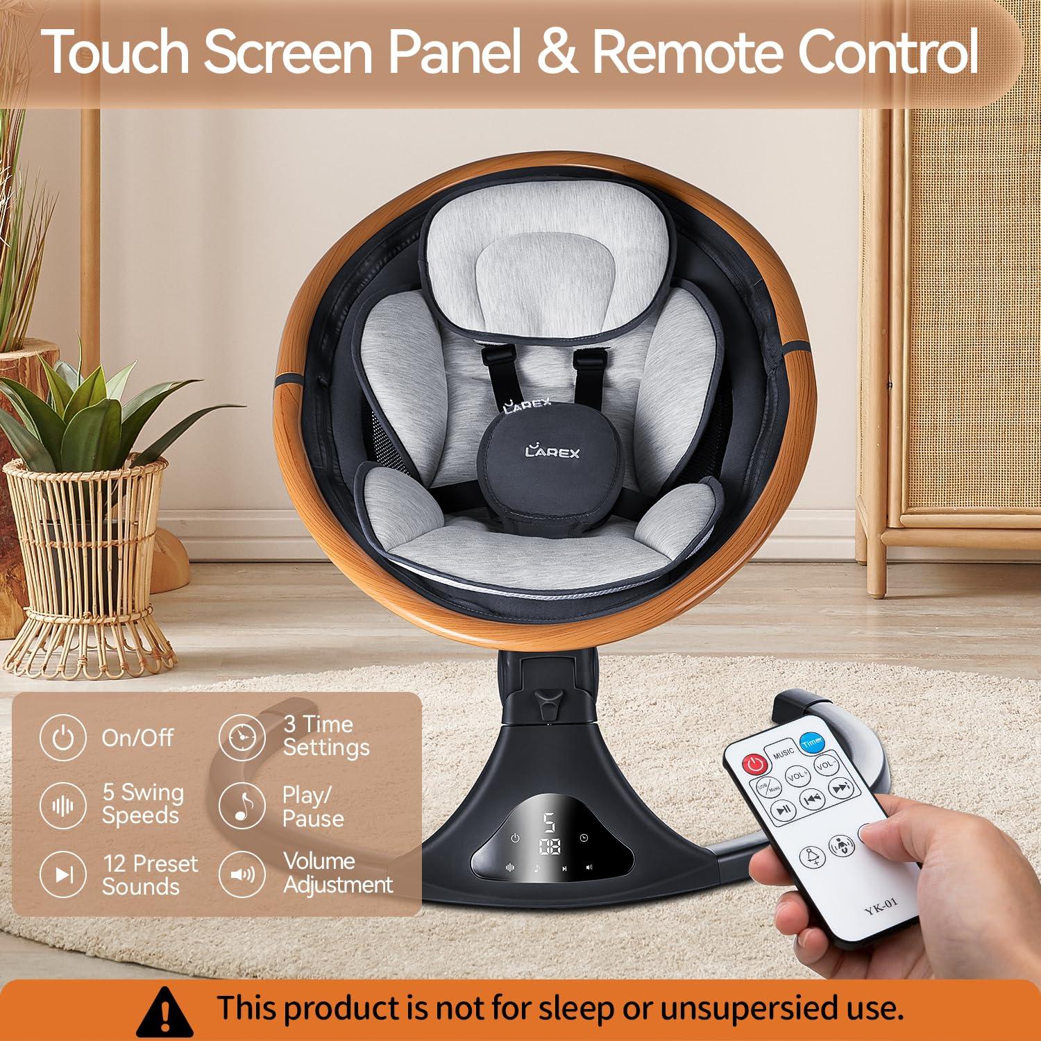 Columpio Eléctrico LAREX para Bebés 0-6 Meses 5 Velocidades