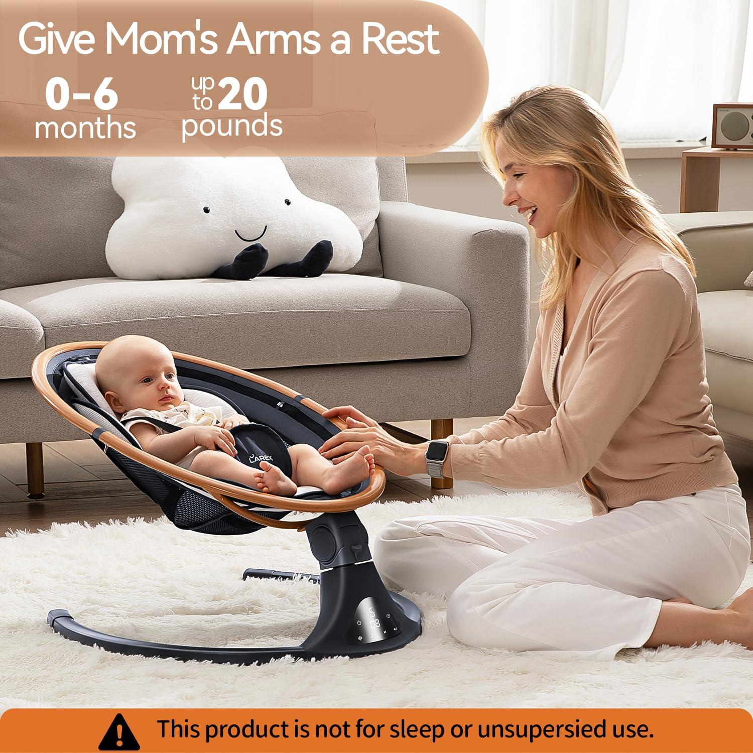 Columpio Eléctrico LAREX para Bebés 0-6 Meses 5 Velocidades