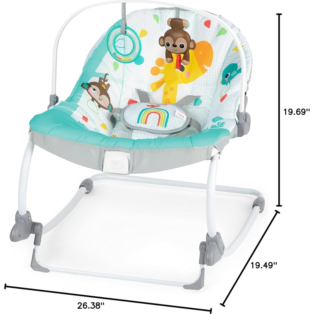 Mecedor y Asiento Estacionario Bright Starts Vibes Salvajes 2 en 1