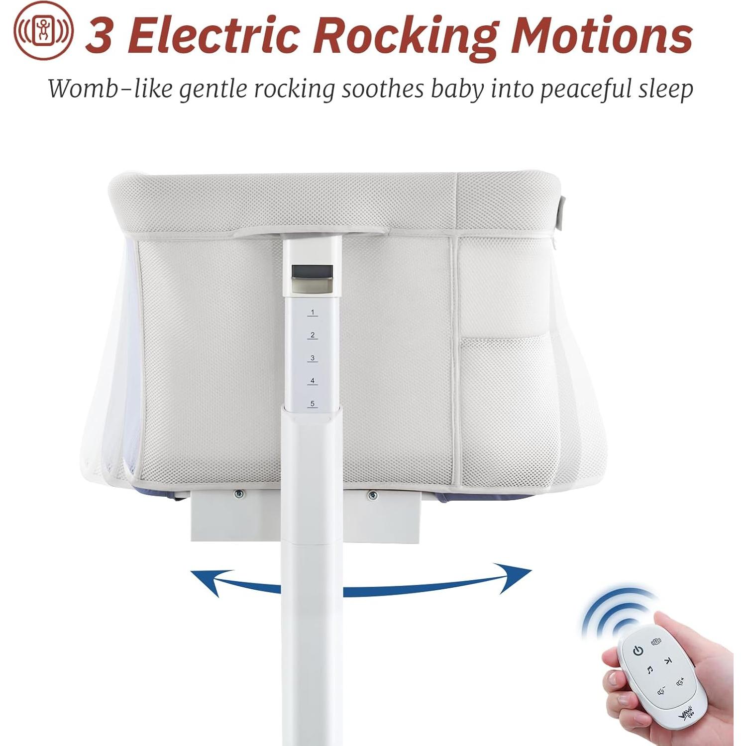 Cuna Mecedora Automática VaVaSoo Blanca 3 en 1 Ajustable