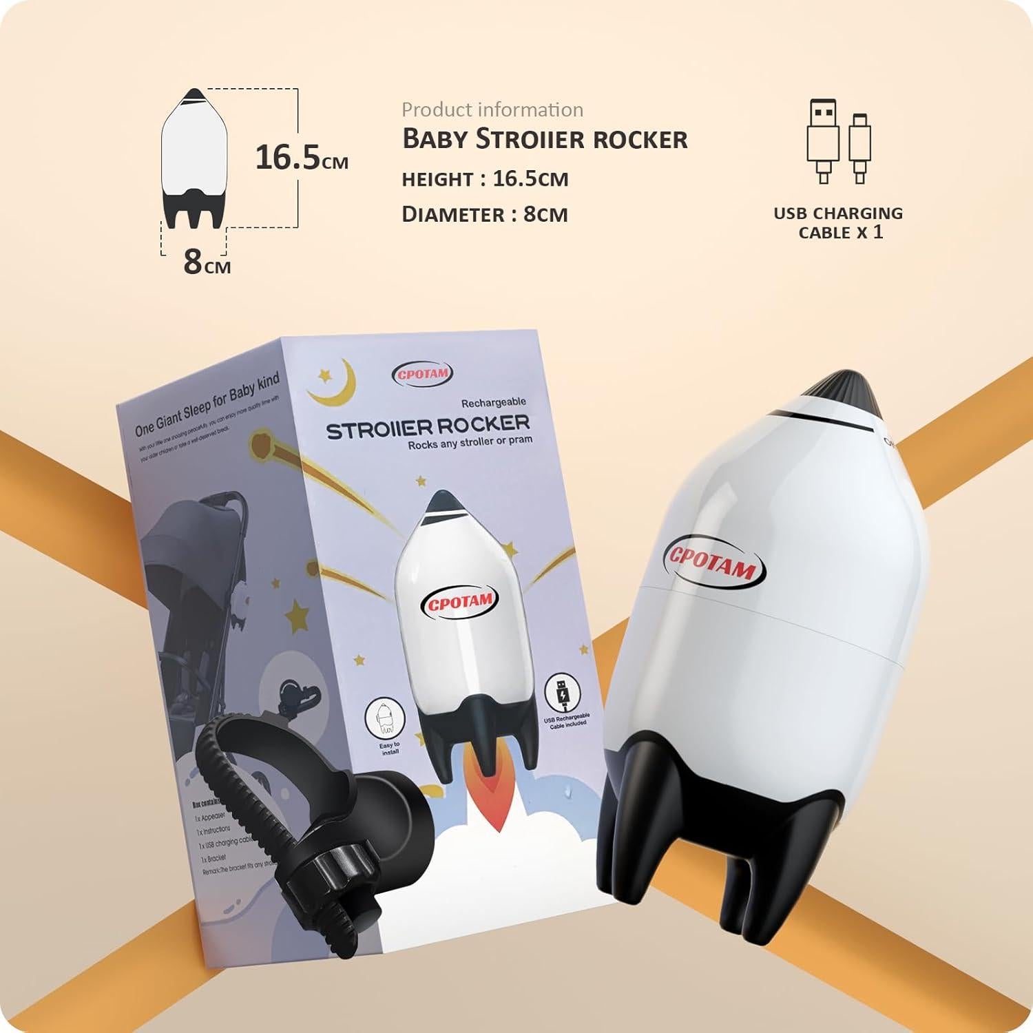 Columpio Portátil para Bebés CPOTAM Ajustable y Recargable