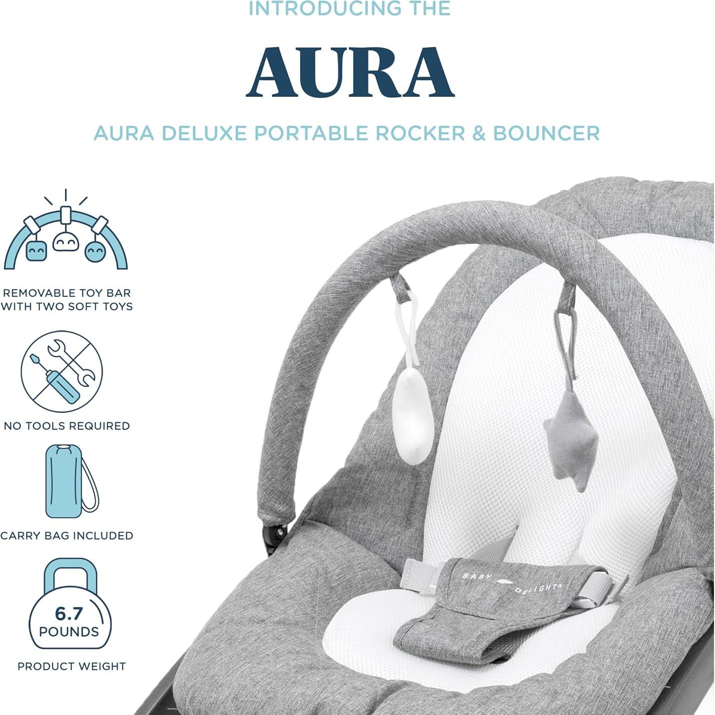 Columpio Portátil Baby Delight Aura Deluxe Tweed Charcoal