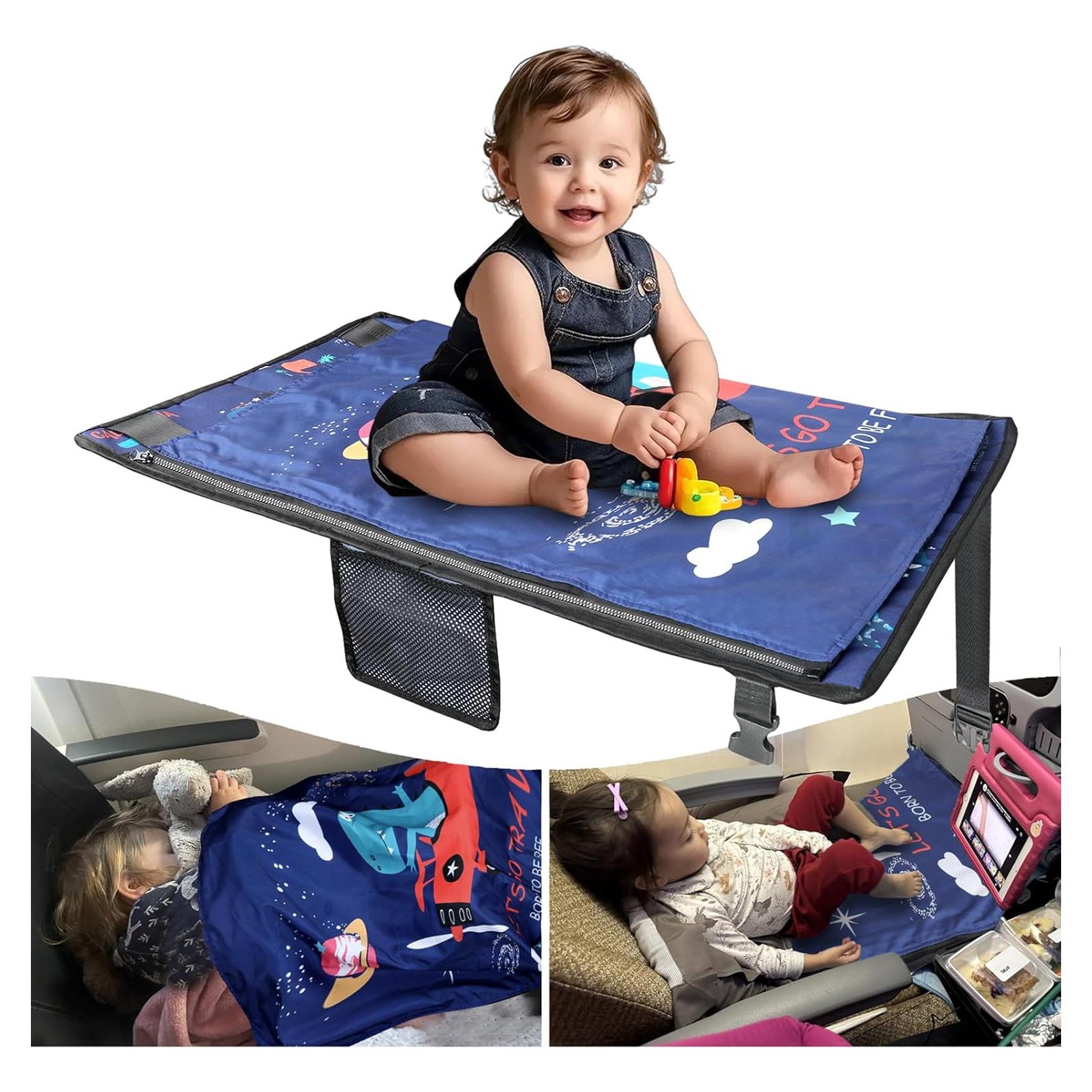 Cama de avión para niños TIOPVIOK con colcha suave azul