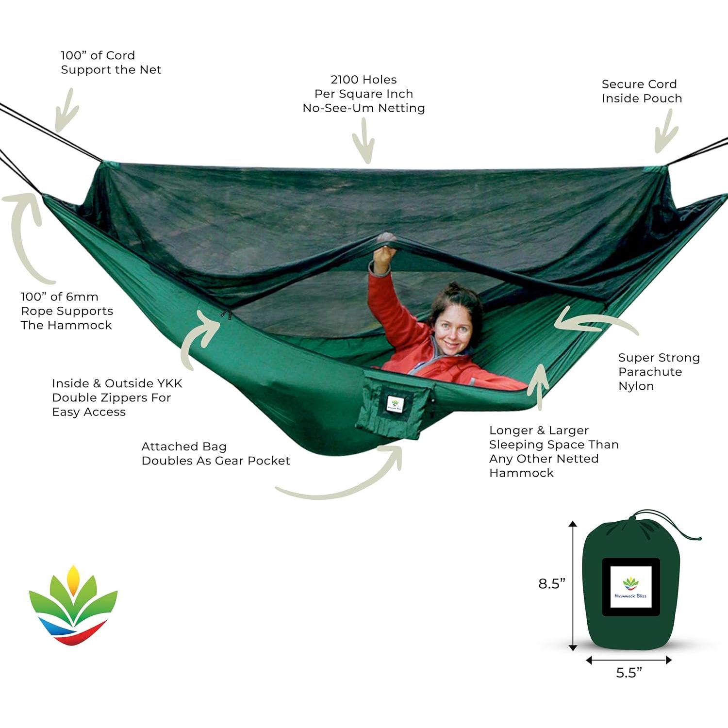 Hamaca Reversible con Red Antimosquitos Hammock Bliss 300x150cm