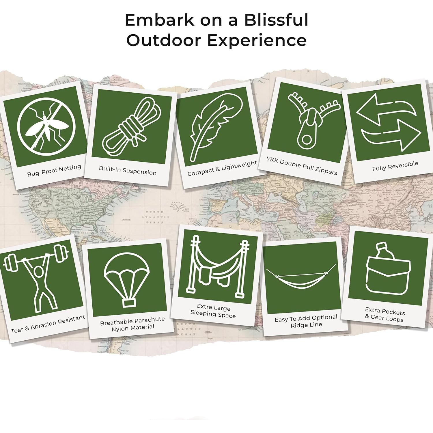 Hamaca Reversible con Red Antimosquitos Hammock Bliss 300x150cm