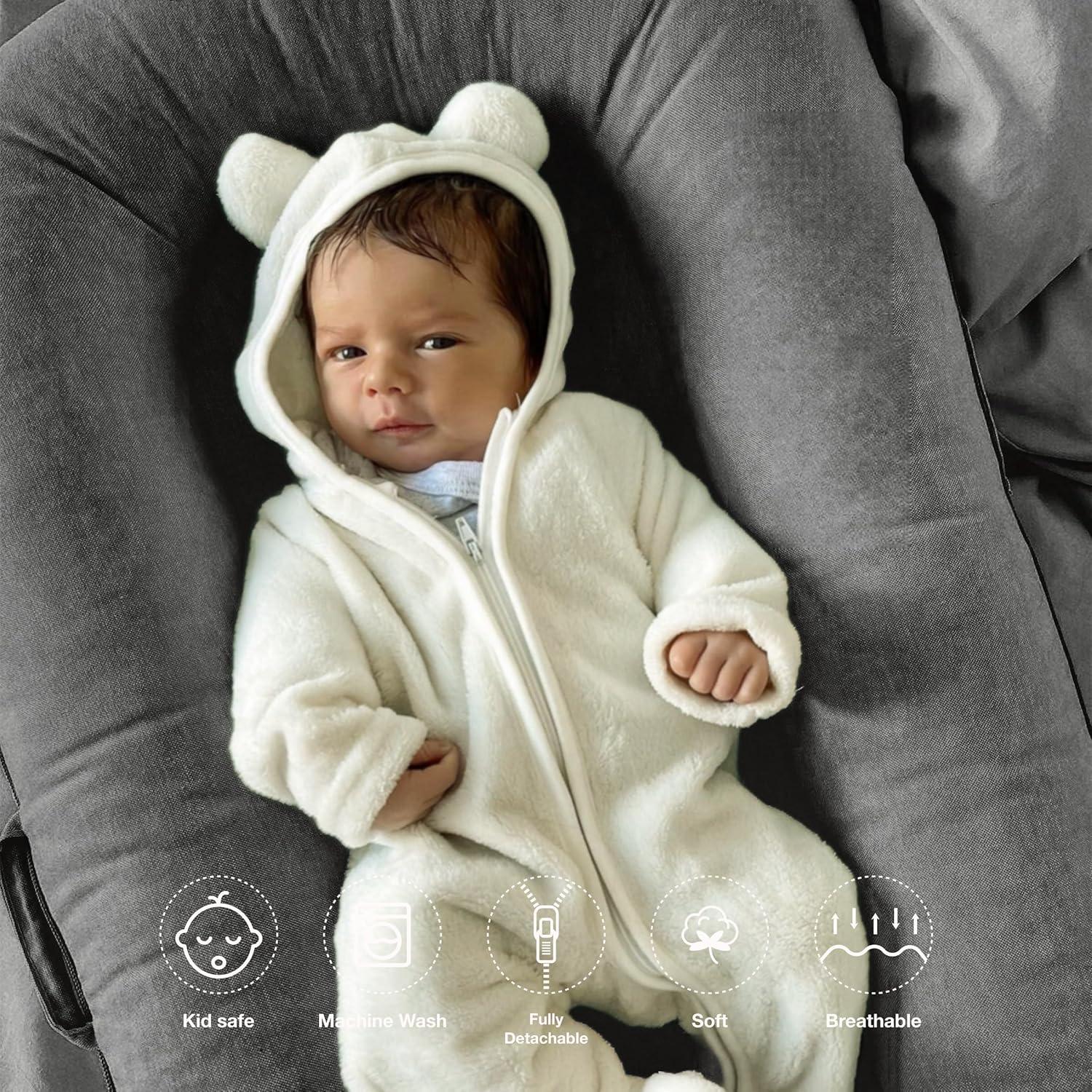 Cubierta Lounger Deluxe CooCooBaby 100% Algodón Gris 0-12 Meses