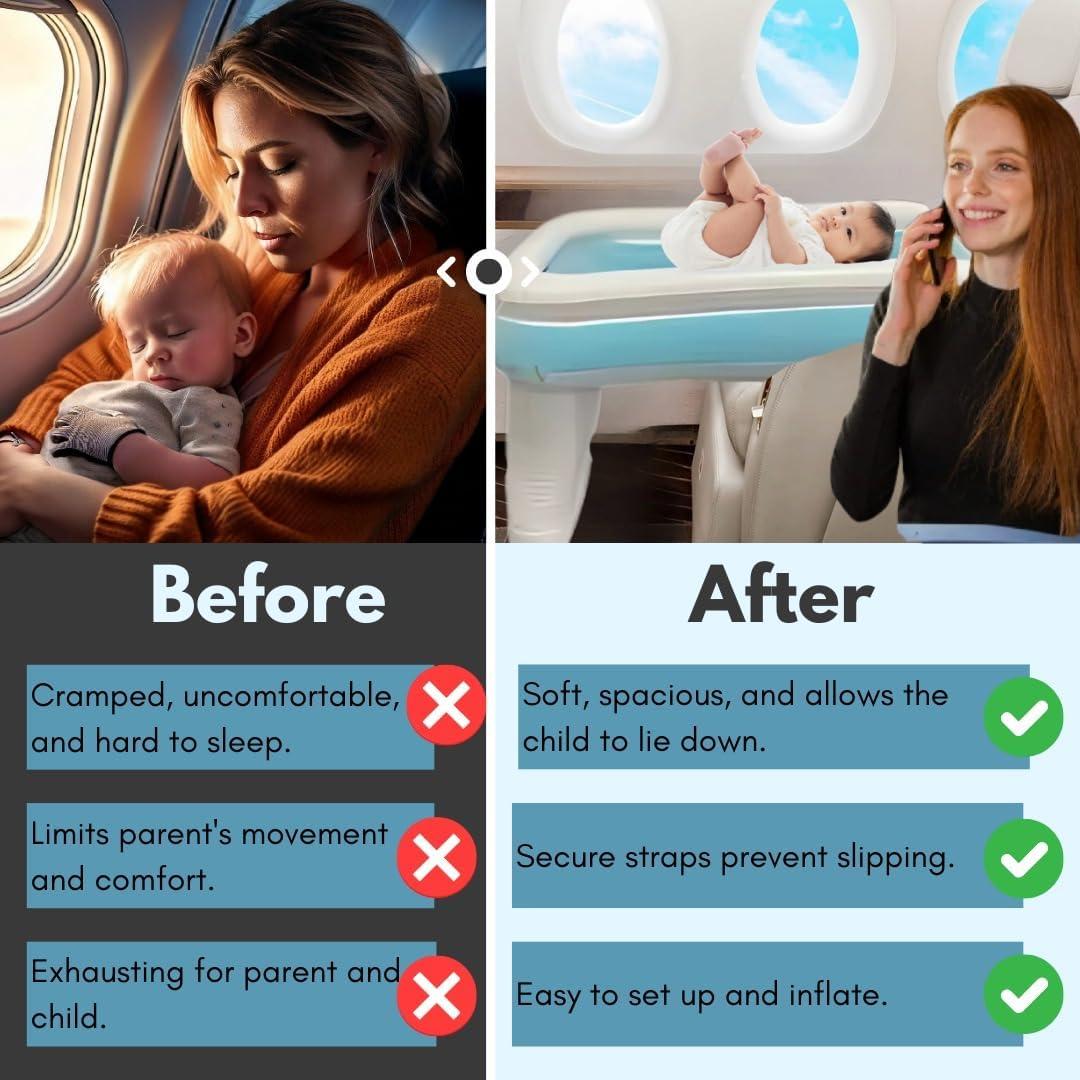 Cama de avión portátil para niños - 1.36 kg, 77.8x48 cm