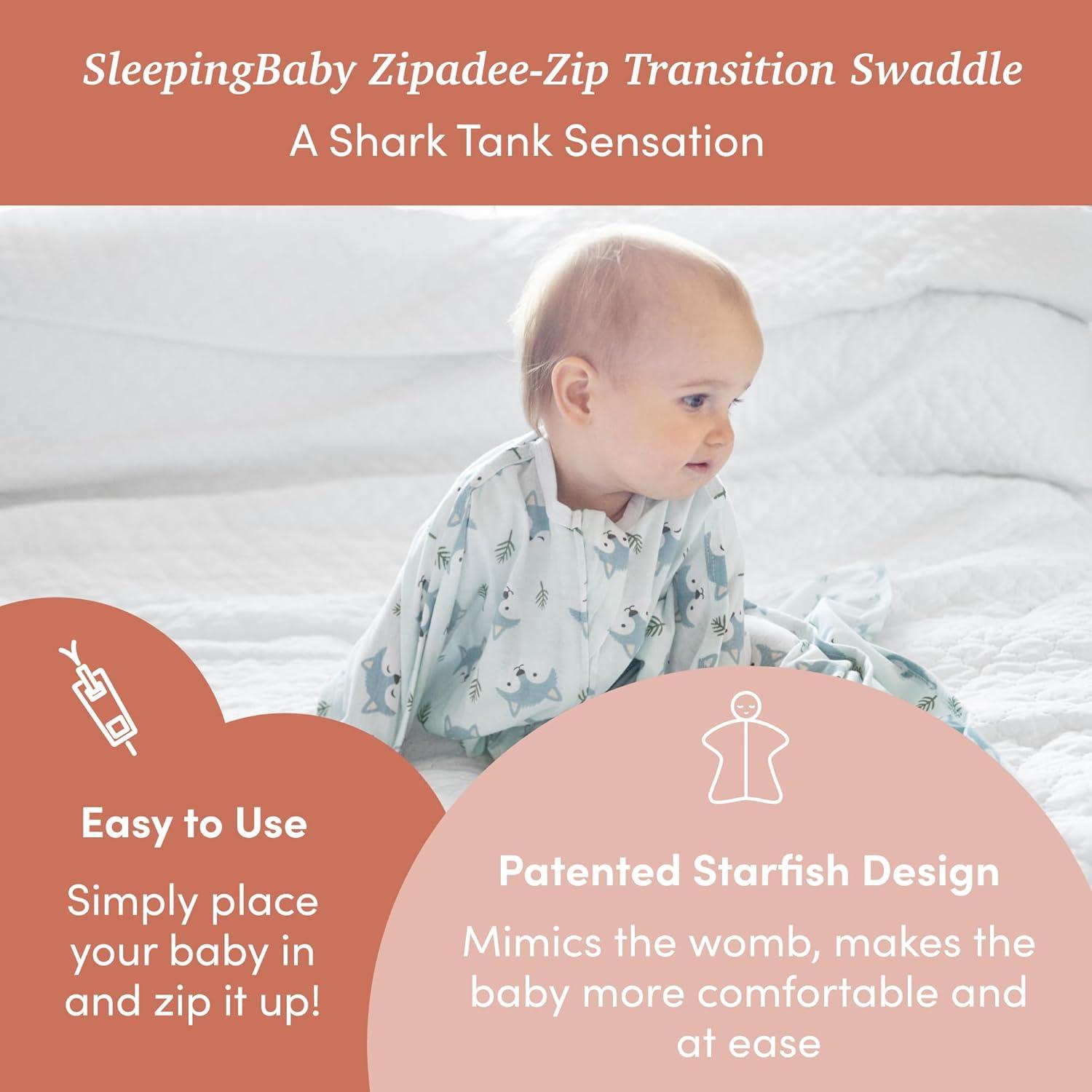 SleepingBaby Zipadee-Zip Swaddle Transición Lobo Feliz 4-8 Meses