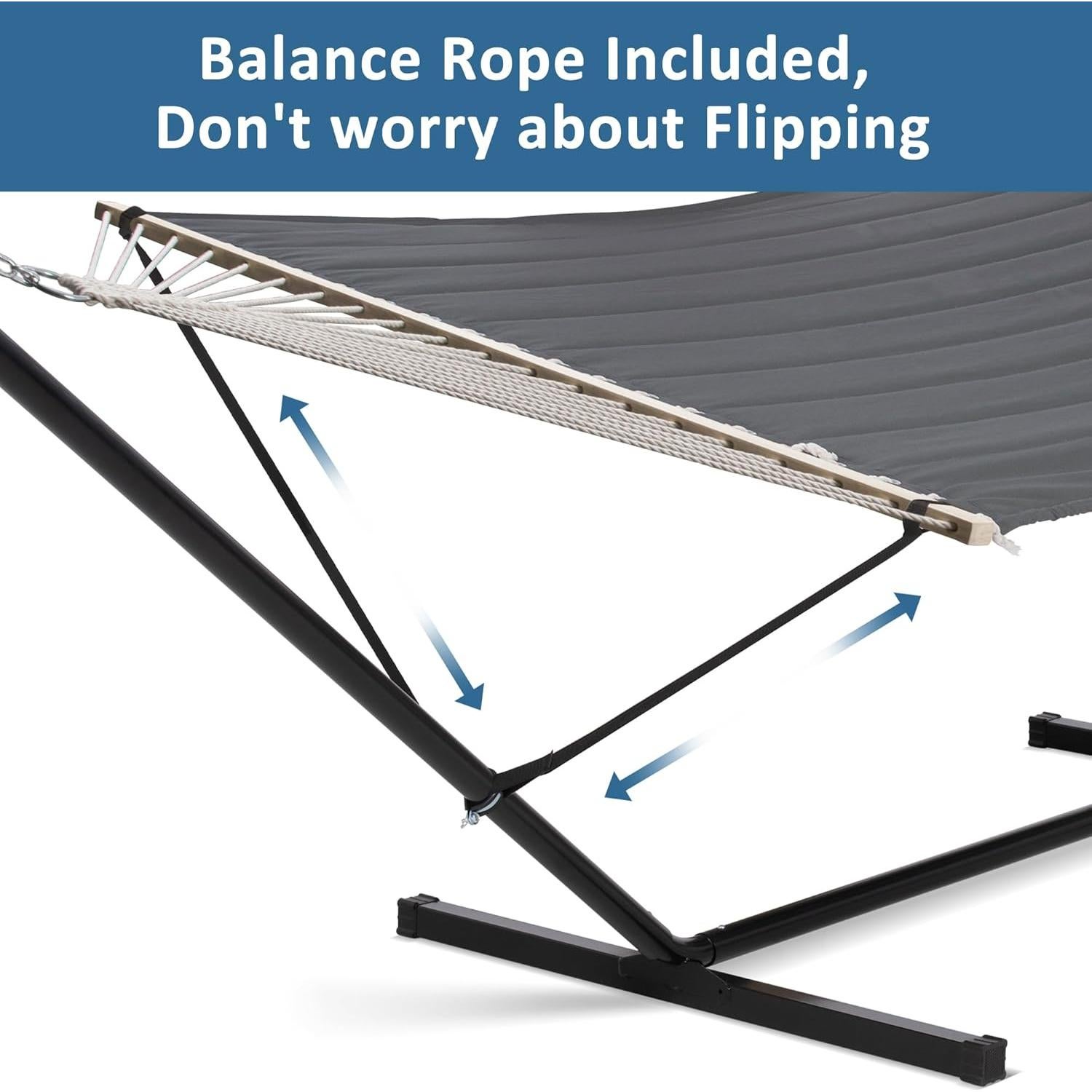 Hamaca SUNCREAT para 2 Personas con Soporte 3.66m Gris Oscuro