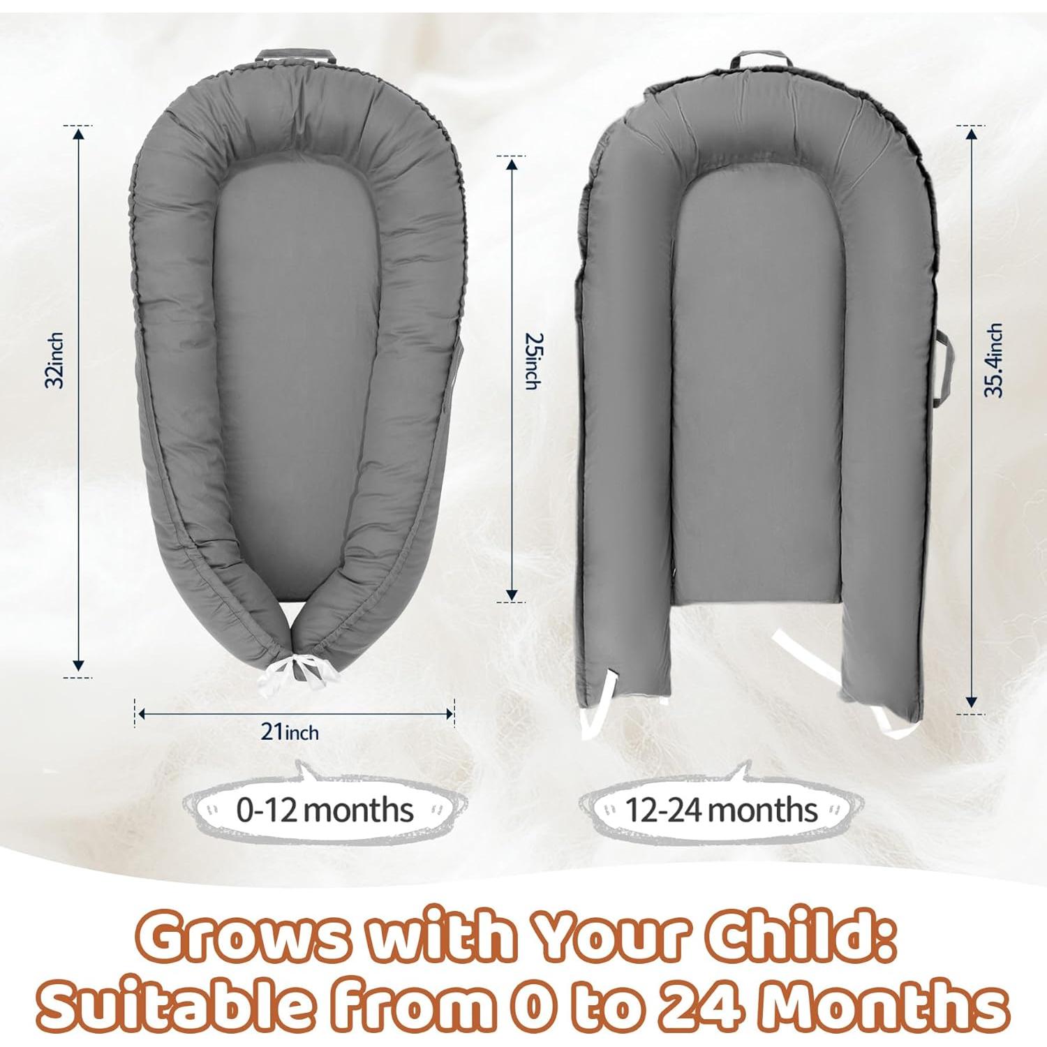 Funda Reversible para Cuna de Bebé HDJ-15 Algodón Gris Oscuro