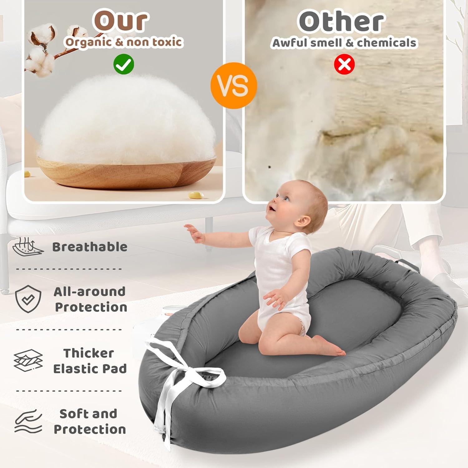 Funda Reversible para Cuna de Bebé HDJ-15 Algodón Gris Oscuro