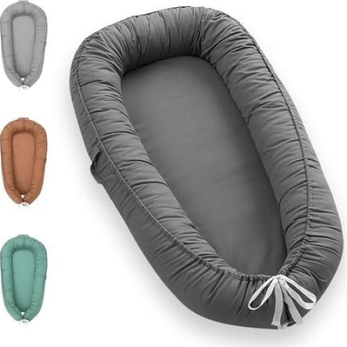 Funda Reversible para Cuna de Bebé HDJ-15 Algodón Gris Oscuro
