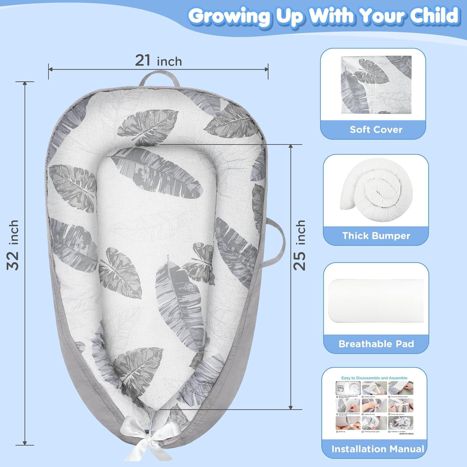 Baby Lounger KISS GOLD Algodón Suave y Transpirable Gris