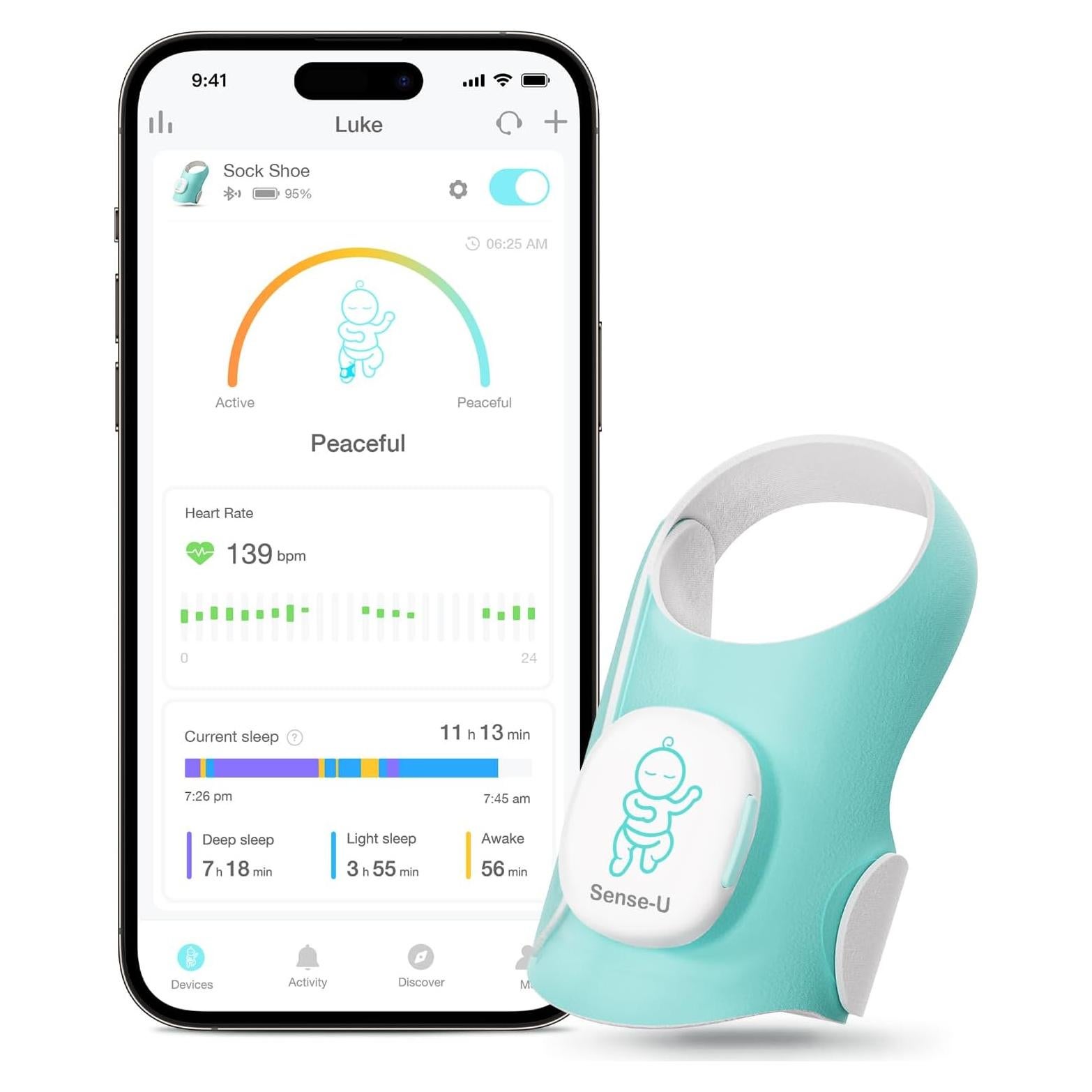 Monitor de Sueño para Bebés Sense-U - Frecuencia Cardíaca y Movimiento