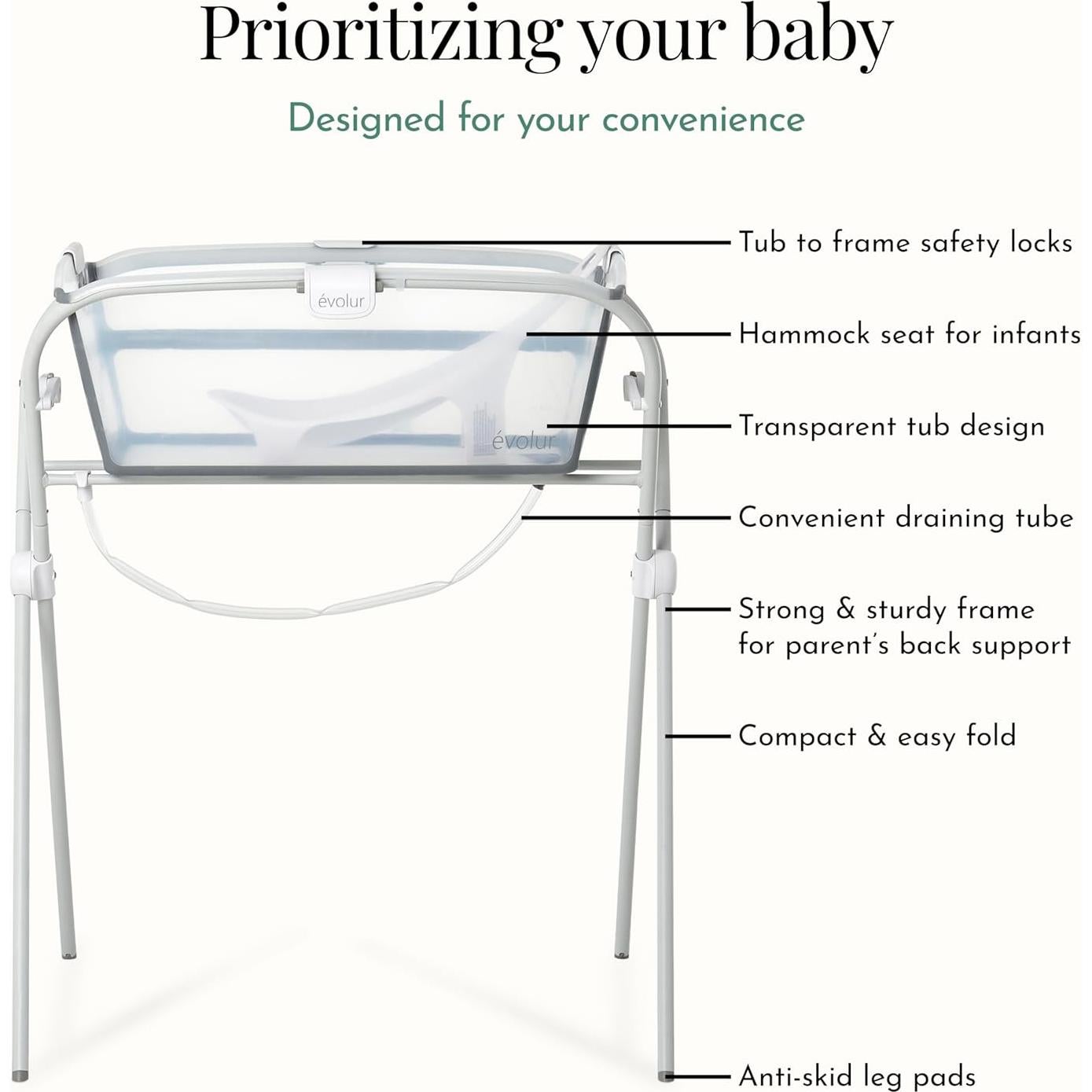 Evolur Supple Baby Spa Set - Kit de Baño para Bebés Plegable