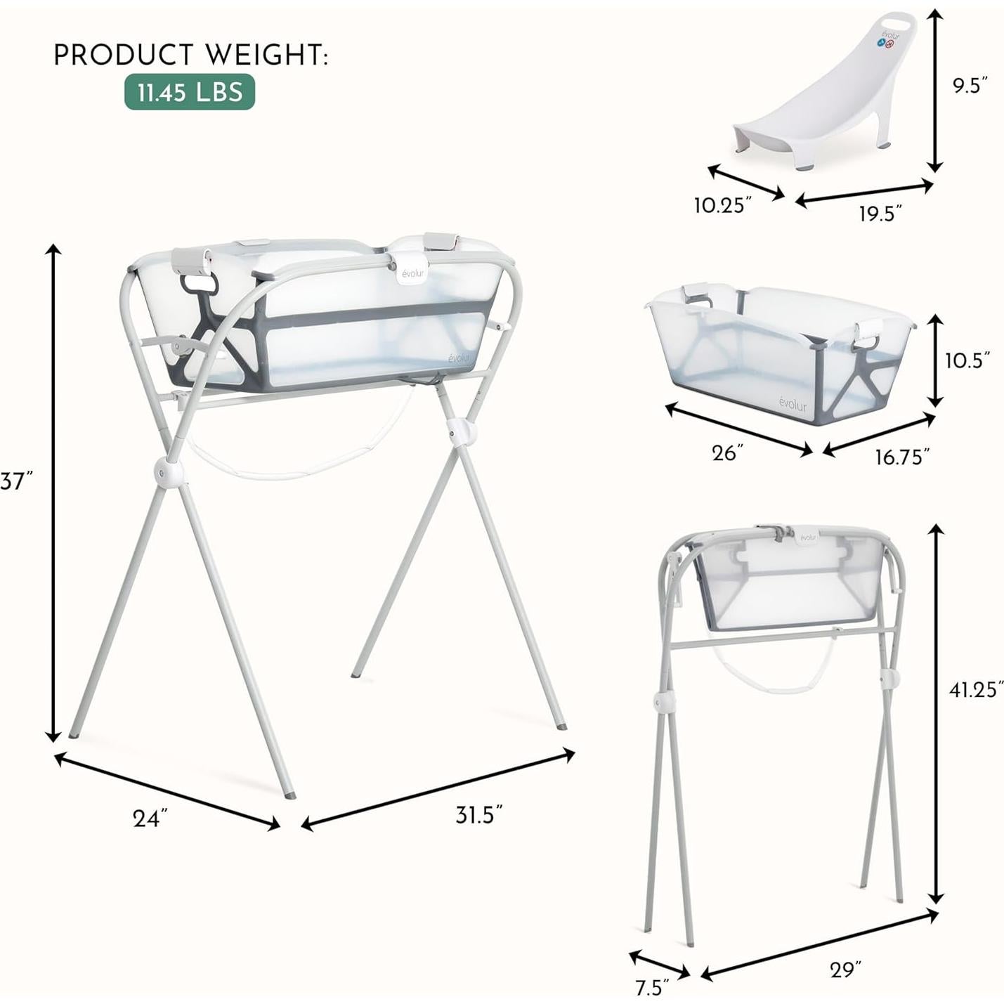 Evolur Supple Baby Spa Set - Kit de Baño para Bebés Plegable