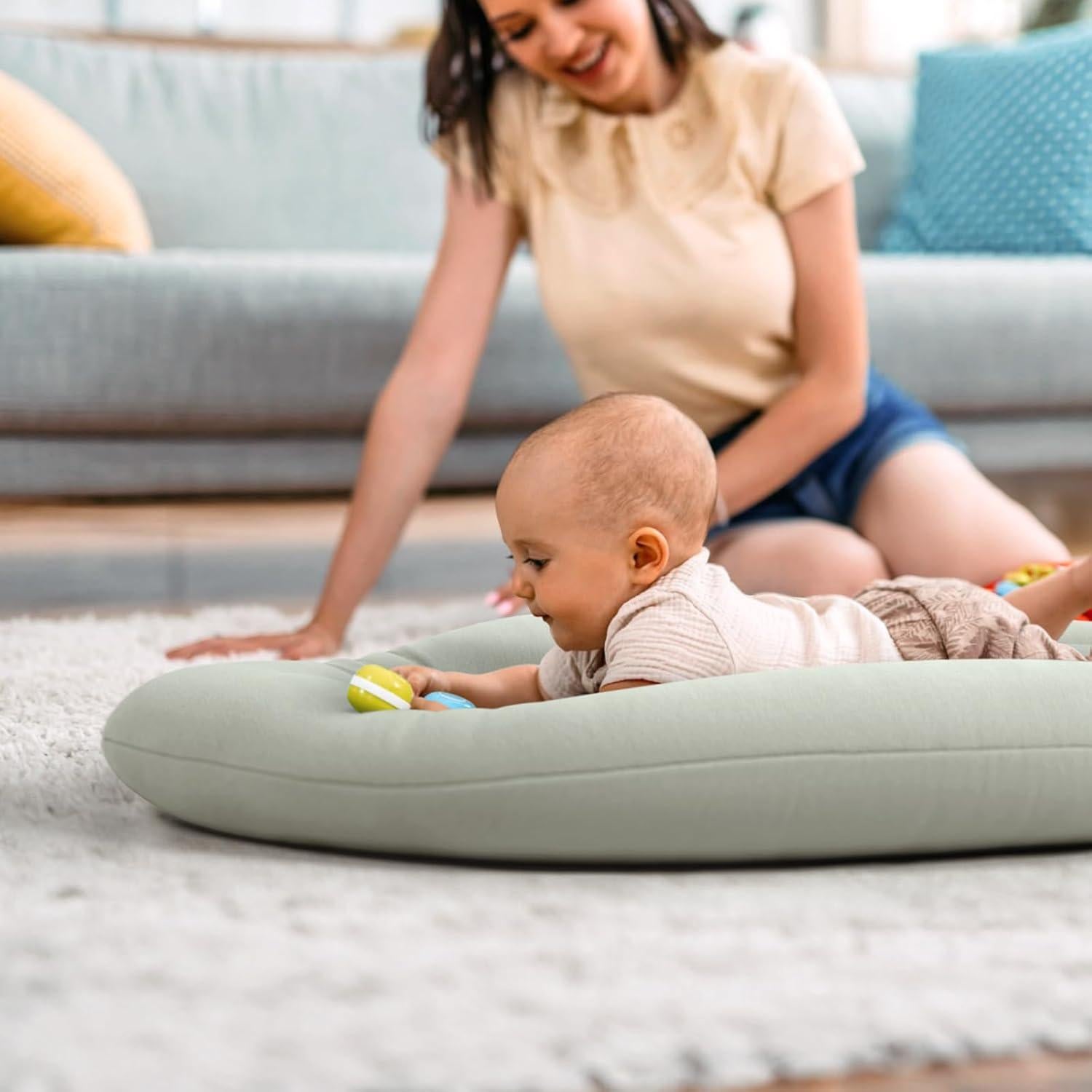 Cojín para Bebés Ligero y Ergonómico - Algodón Salvia