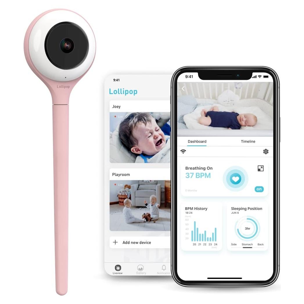Monitor de Bebé Lollipop Algodón de Azúcar - Cámara Wi-Fi 1080p