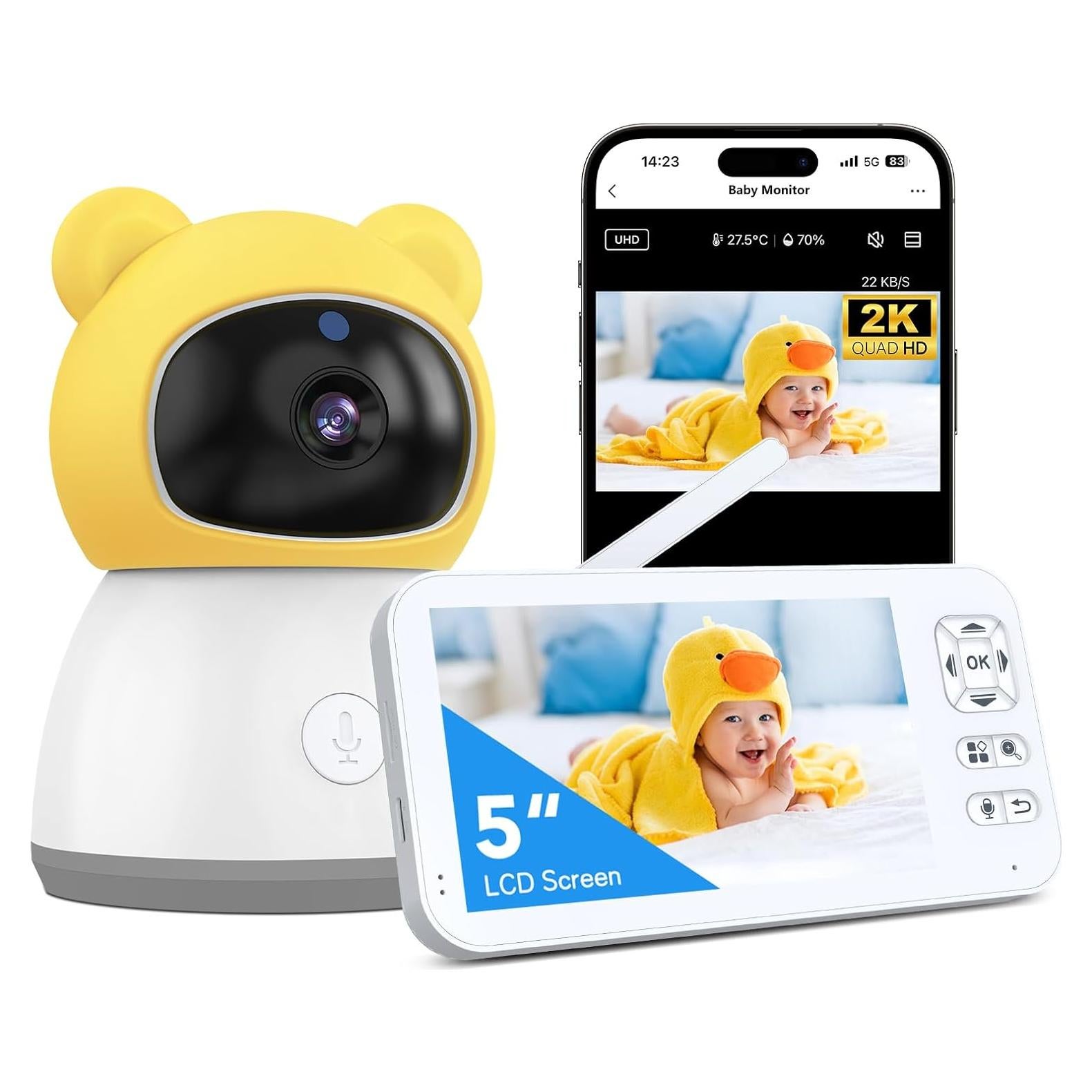 Monitor de Bebé Bvavo 2K HD con Cámara y Audio, WiFi