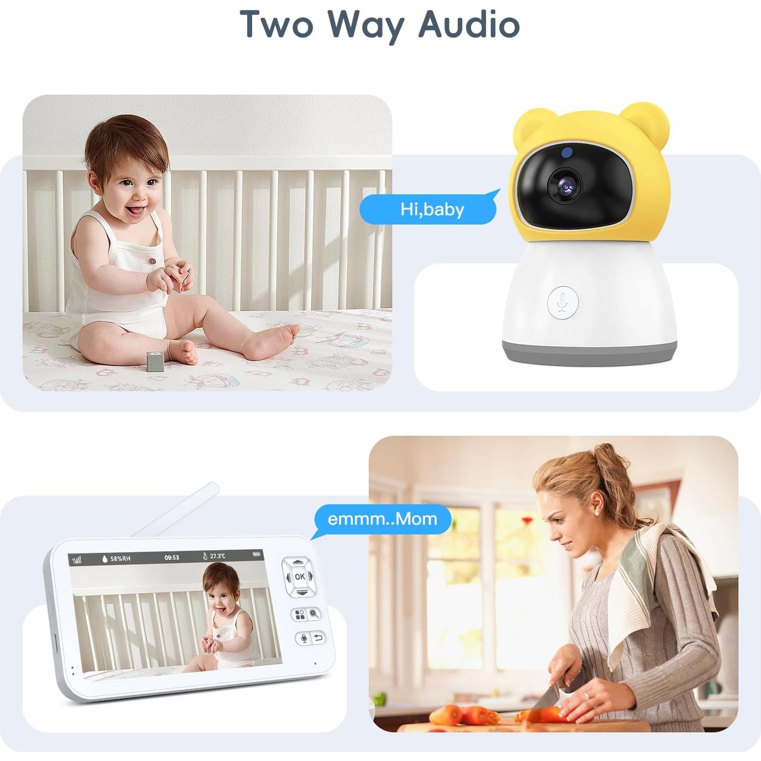 Monitor de Bebé Bvavo 2K HD con Cámara y Audio, WiFi