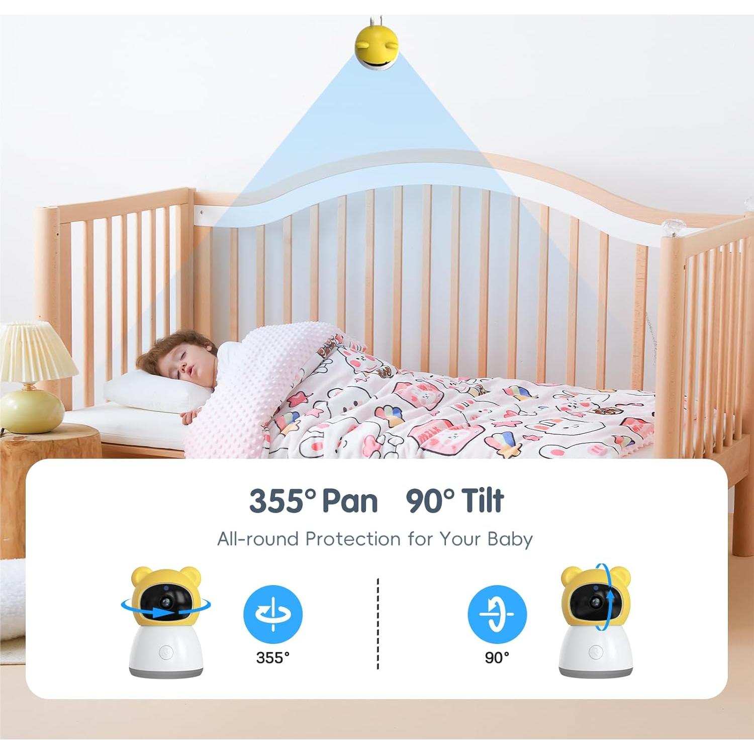 Monitor de Bebé Bvavo 2K HD con Cámara y Audio, WiFi