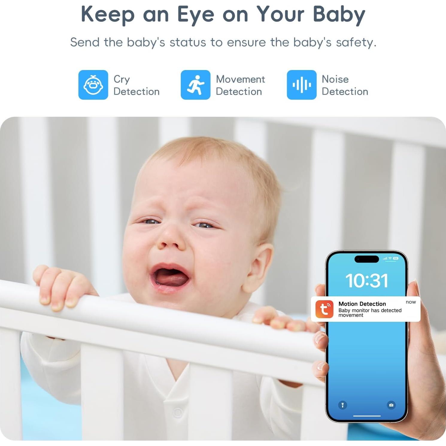 Monitor de Bebé Bvavo 2K HD con Cámara y Audio, WiFi